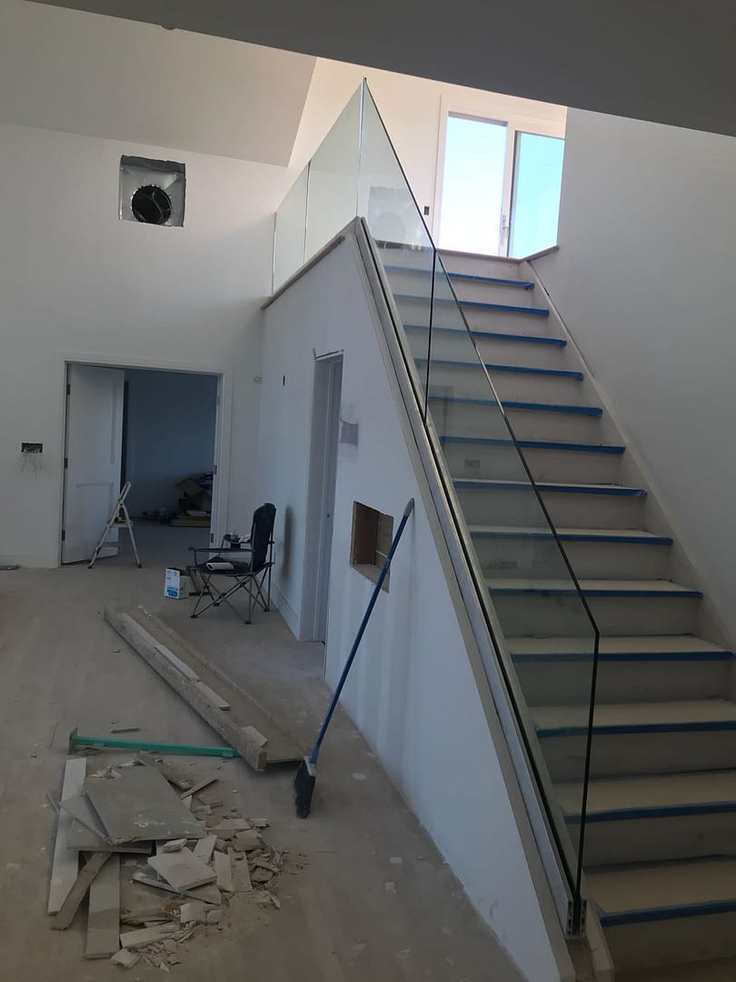 Glass stairs railing